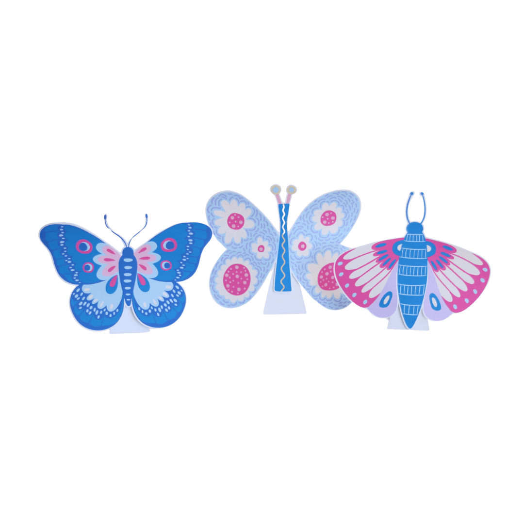 Butterflies Table Totems – Set of 3 Decorative Stands (19 cm)