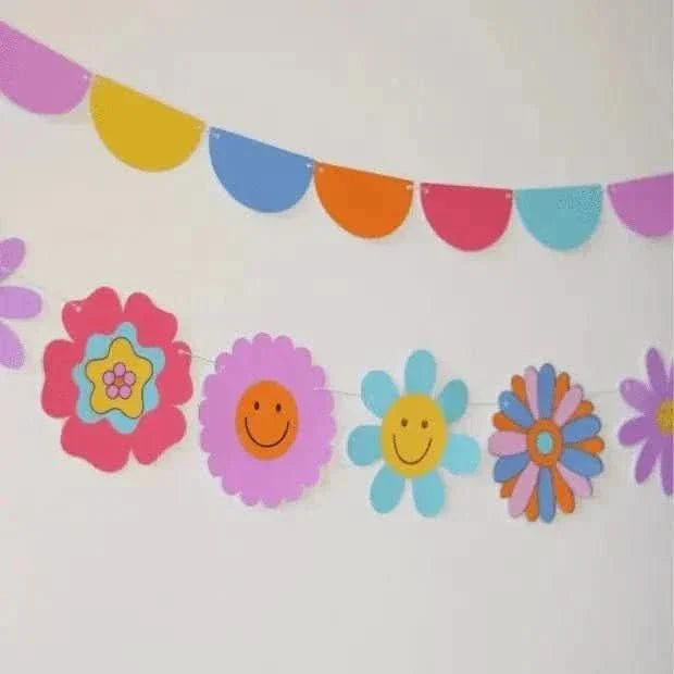 Colorful Flowers Bunting Banner – 1.4m Decorative Flag Garland