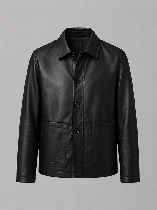 Faux Leather Lapel Jacket