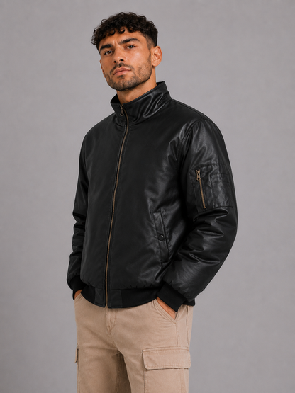PU Stand Collar Jacket