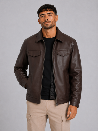 Fitted PU Lapel Jacket
