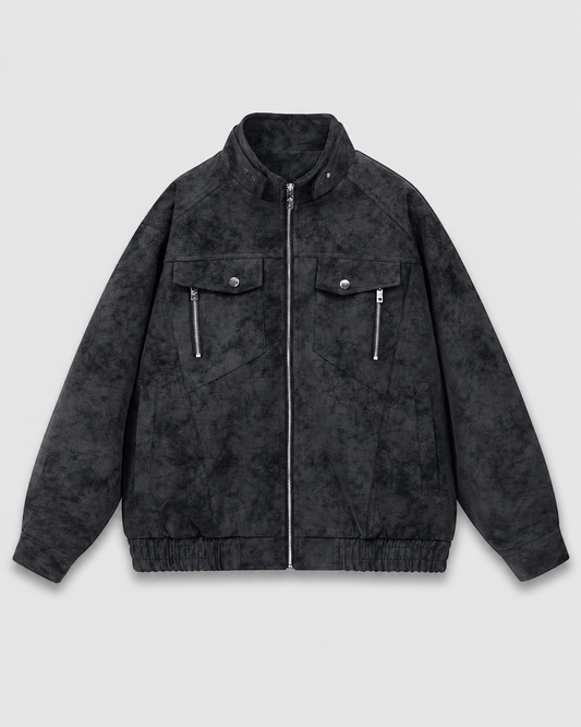 Black PU Lapel Jacket