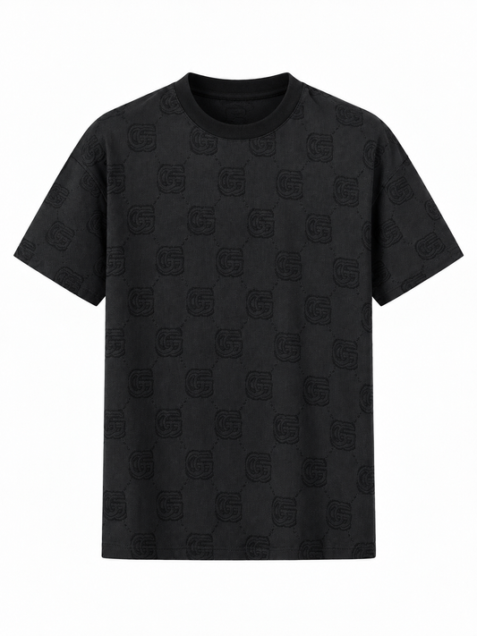 Black Applique Monogram Oversized Short Sleeve T‑Shirt