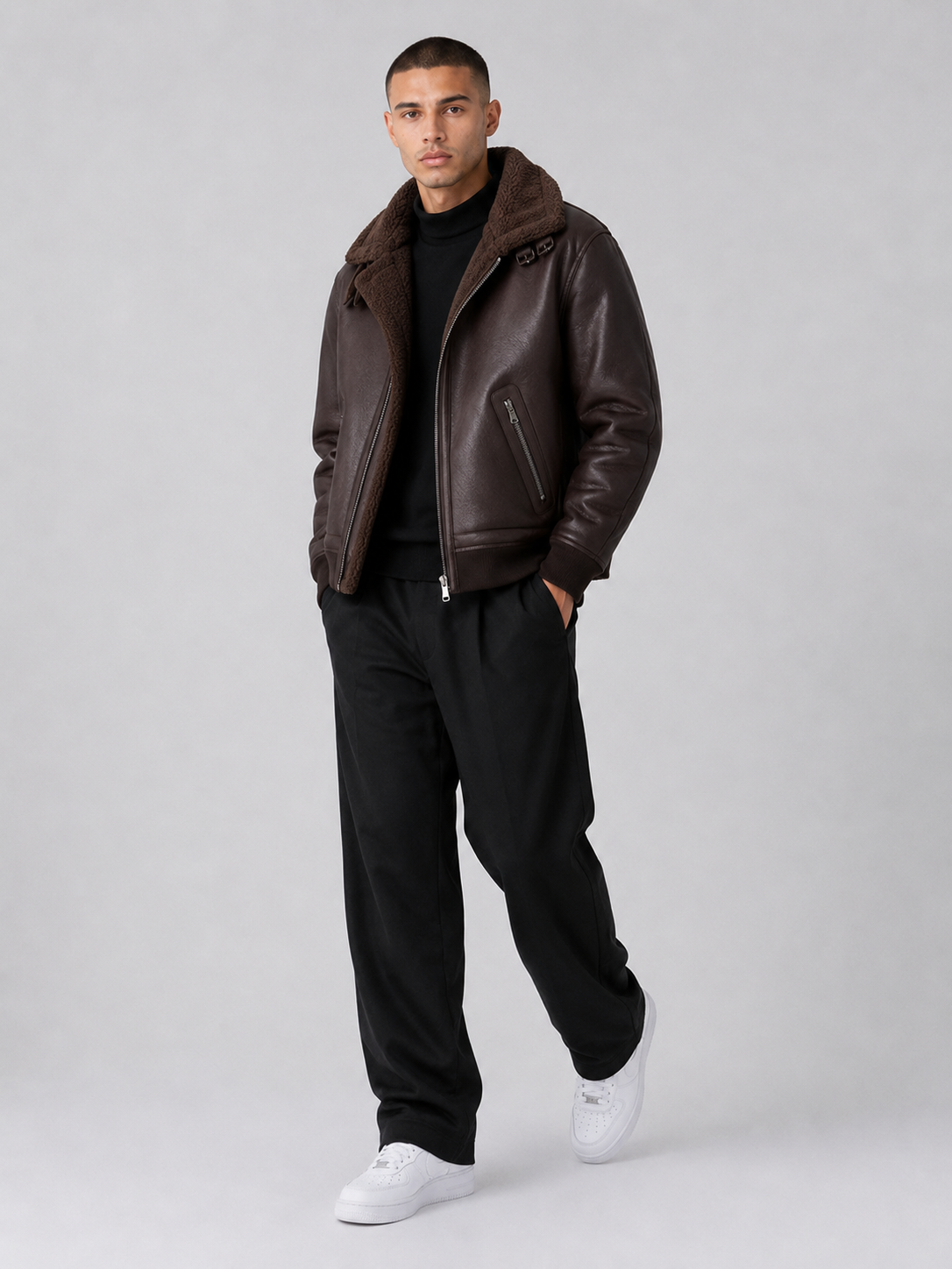 Men’s Thickened Faux Leather Jacket