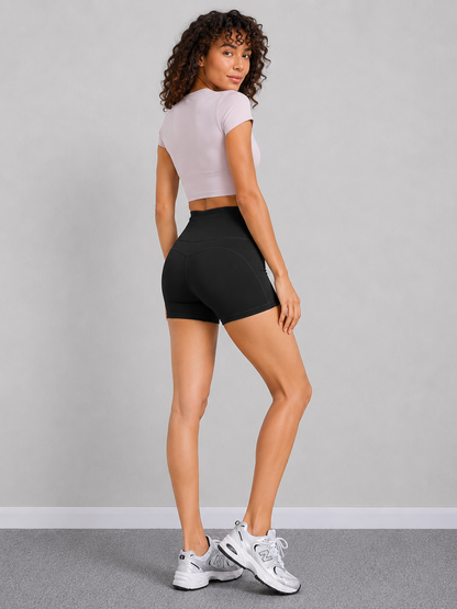 Women’s High-Waist Moisture-Wicking Fitness Shorts
