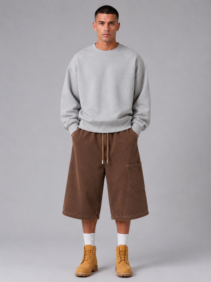 Straight-Leg Cotton Casual Shorts