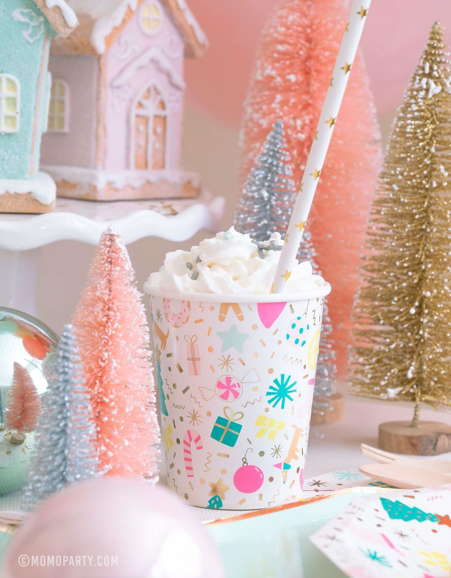 Holiday Merry & Bright Paper Cups – 9 oz Party Set of 8