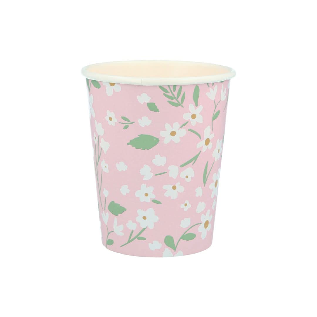 Ditsy Floral Paper Cups – 9 oz Party Set of 12 (4 Colors)